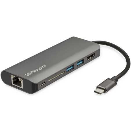 StarTech.com Adattatore multiporta USB-C - Dock da viaggio USB tipo C a HDMI 4K, 3x USB 3.0 hub, SD / SDHC, GbE, pa DKT30CSDHPD3