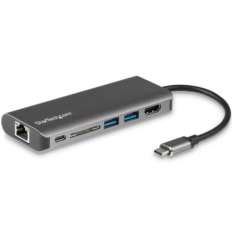 StarTech.com Adattatore Multiporta USB C, Dock USB-C Portatile con HDMI 4K, Hub 3x USB 3.0, SD/SDHC, GbE, PD 60 W Pa DKT30CSDHPD