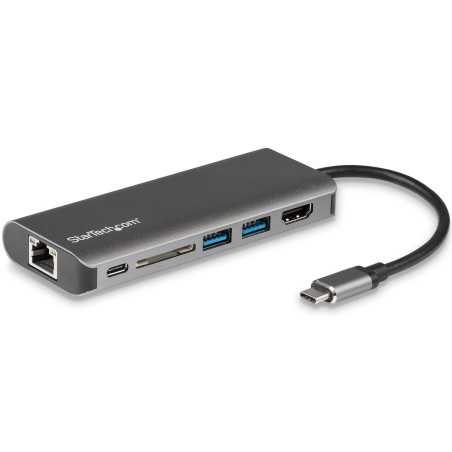 StarTech.com Adattatore Multiporta USB C, Dock USB-C Portatile con HDMI 4K, Hub 3x USB 3.0, SD/SDHC, GbE, PD 60 W Pa DKT30CSDHPD