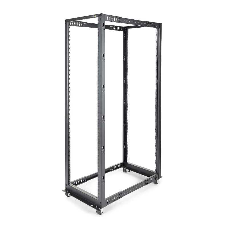 StarTech.com Server Rack a 4 Montanti 42U Open Frame, Armadio Rack di Rete 19" con Ruote, Rack Server per Apparecchi 4POSTRACK42