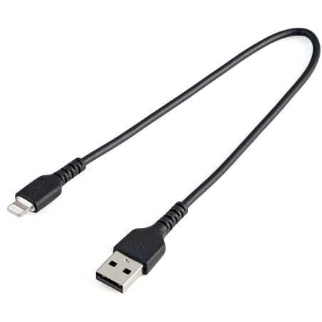 StarTech.com Cavo da USB-A a Lightning da 30cm nero - Robusto e resistente cavo di alimentazione/sincronizzazione  RUSBLTMM30CMB