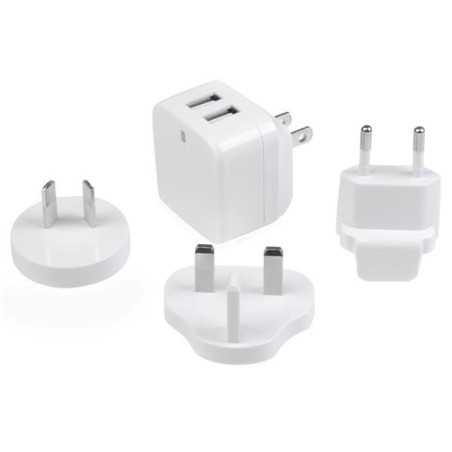 StarTech.com Caricabatterie da Muro a doppia porta x2 USB ad alta potenza ( 17W / 3.4 Amp ) con prese da viaggio USB2PACWH