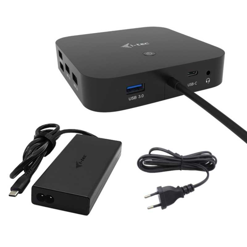 i-tec USB-C HDMI Dual DP Docking Station with Power Delivery 100 W + Universal Charger 100 W C31TRI4KDPDPRO100