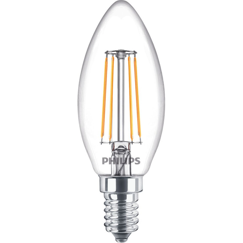 Philips Lampadina candela trasparente a filamento 40 W B35 E14 x4 Philips Lampadina candela trasparente a filamento 40 W B35 E14 x4