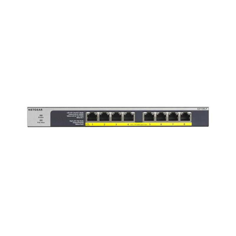 NETGEAR GS108LP Non gestito Gigabit Ethernet (10/100/1000) Supporto Power over Ethernet (PoE) 1U Nero, Grigio GS108LP-100EUS NETGEAR GS108LP Non gestito Gigabit Ethernet (10/100/1000) Supporto Power over Ethernet (PoE) 1U Nero, Grigio GS108LP-100EUS