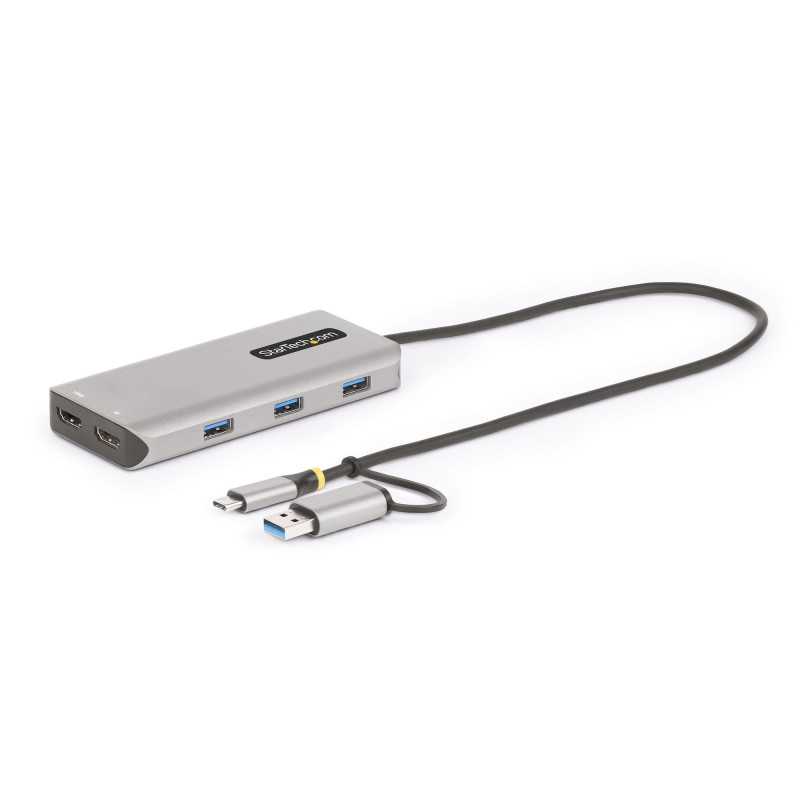 StarTech.com 167B-USBC-MULTIPORT Adattatore multiporta USB-C con dongle USB-C a USB-A, doppio HDMI (4K30Hz/1080p60Hz), Hub USB-A