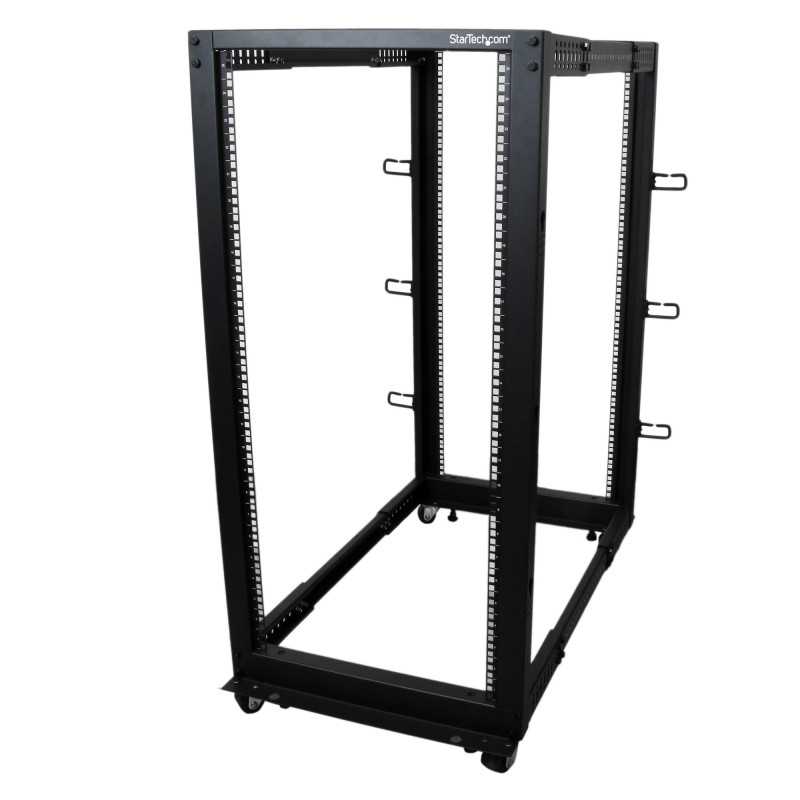 StarTech.com Server Rack a 4 Montanti 25U Open Frame, Armadio Rack di Rete 19" con Ruote, piedini di livellamento/m 4POSTRACK25U