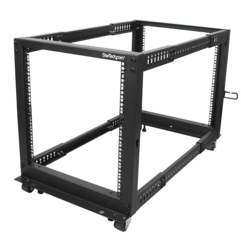 StarTech.com Server Rack a 4 Montanti 12U Open Frame, Armadio Rack di Rete 19" con Ruote, piedini di livellamento/m 4POSTRACK12U