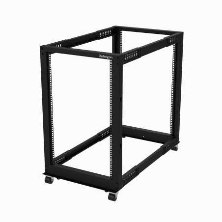 StarTech.com Server Rack a 4 Montanti 18U Open Frame, Armadio Rack di Rete 19" con Ruote, piedini di livellamento/m 4POSTRACK18U