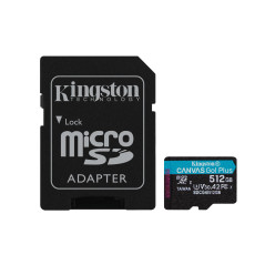 Kingston Technology Scheda microSDXC Canvas Go Plus Gen4 200MB s A2 U3 V30 da 512 GB + adattatore