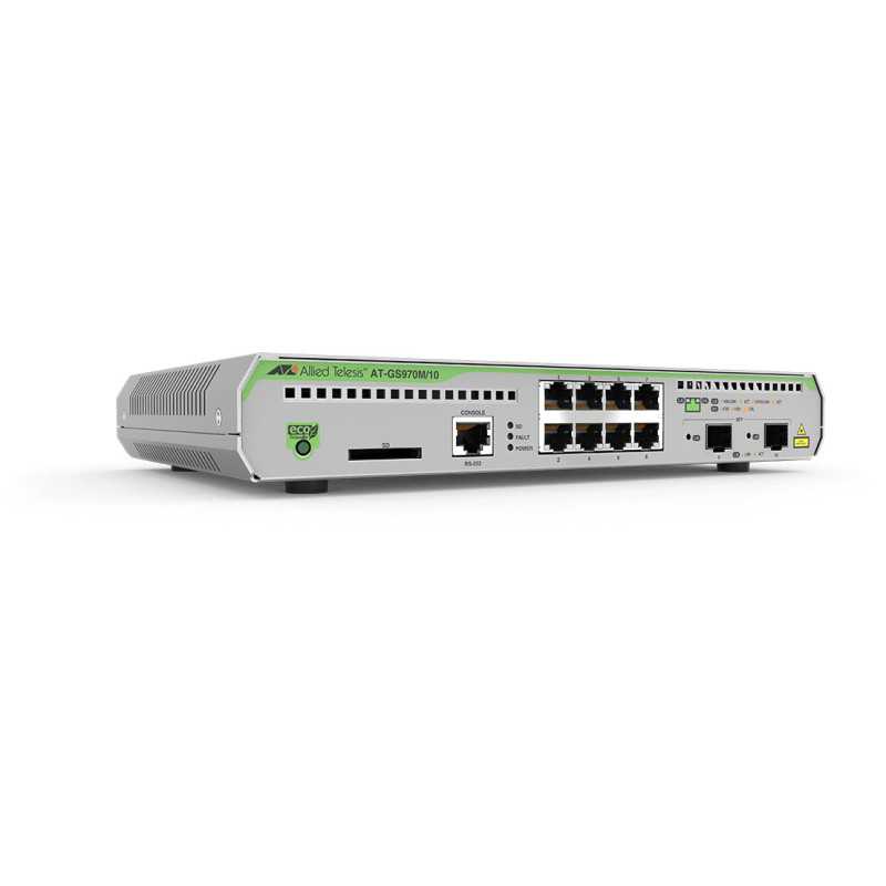 Allied Telesis AT-GS970M/10PS-50 Gestito L3 Gigabit Ethernet (10/100/1000) Supporto Power over Ethernet (PoE) 1U Nero, Grigio Allied Telesis AT-GS970M/10PS-50 Gestito L3 Gigabit Ethernet (10/100/1000) Supporto Power over Ethernet (PoE) 1U Nero, Grigio
