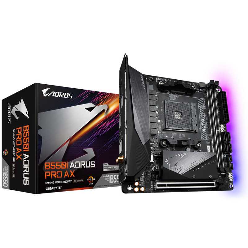 GIGABYTE B550I AORUS PRO AX Scheda madre - CPU AMD Ryzen 5000, VRM a 8 fasi, fino a 5300 MHz DDR4, 1xPCIe 4.0 + 1xPCIe 3.0 M.2, GIGABYTE B550I AORUS PRO AX Scheda madre - CPU AMD Ryzen 5000, VRM a 8 fasi, fino a 5300 MHz DDR4, 1xPCIe 4.0 + 1xPCIe 3.0 M.2,