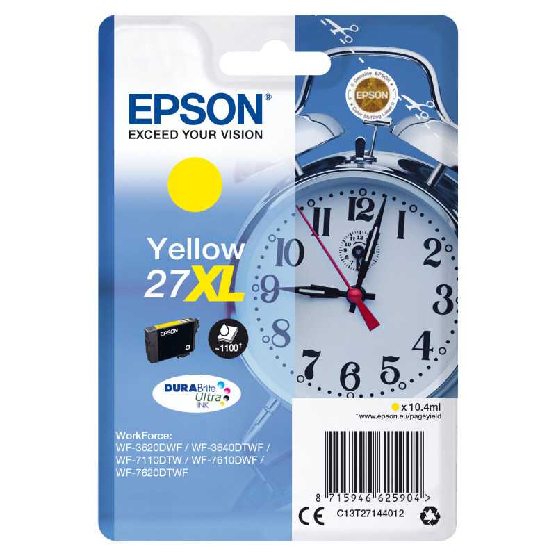 Epson Alarm clock Cartuccia Sveglia Giallo Inchiostri DURABrite Ultra 27XL C13T27144012 Epson Alarm clock Cartuccia Sveglia Giallo Inchiostri DURABrite Ultra 27XL C13T27144012