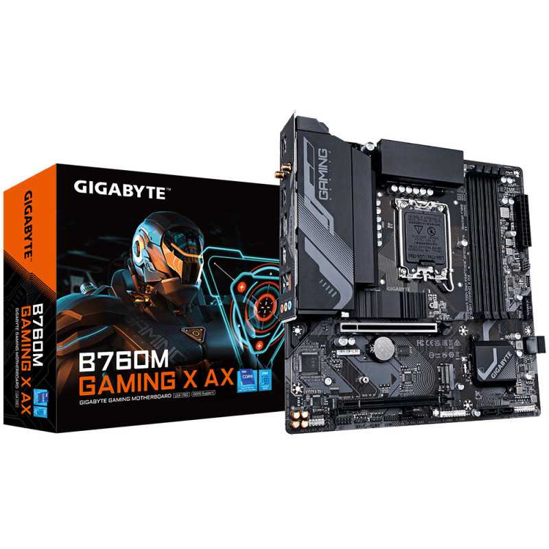 GIGABYTE B760M Gaming X AX Scheda madre - Supporta CPU Intel Core 14ª generazione, VRM a 8+1+1 fasi, fino a 7600 MHz DDR5, GIGABYTE B760M Gaming X AX Scheda madre - Supporta CPU Intel Core 14ª generazione, VRM a 8+1+1 fasi, fino a 7600 MHz DDR5,