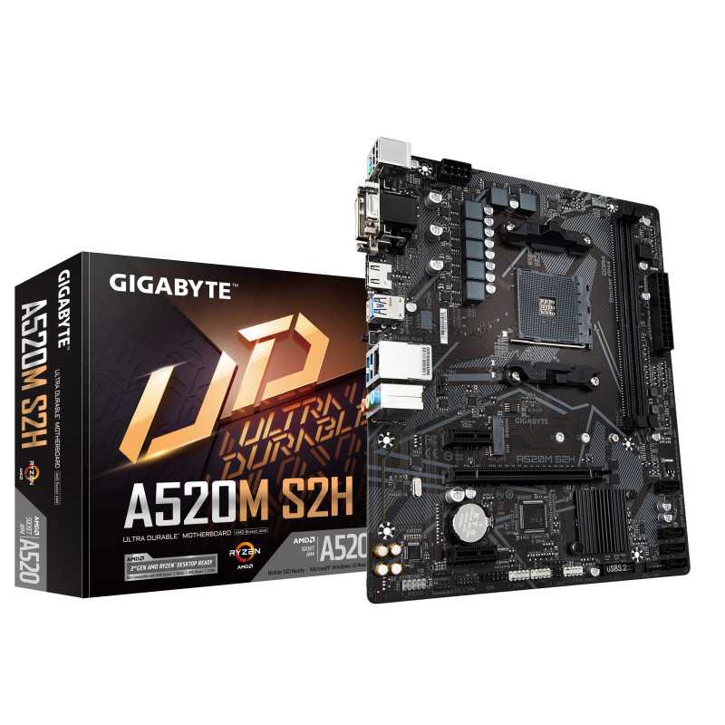 GIGABYTE Scheda madre A520M S2H - Supporta CPU AMD Ryzen serie 5000 AM4, VRM digitale puro 4+3 fasi, fino a 5100MHz DDR4 (OC), GIGABYTE Scheda madre A520M S2H - Supporta CPU AMD Ryzen serie 5000 AM4, VRM digitale puro 4+3 fasi, fino a 5100MHz DDR4 (OC),