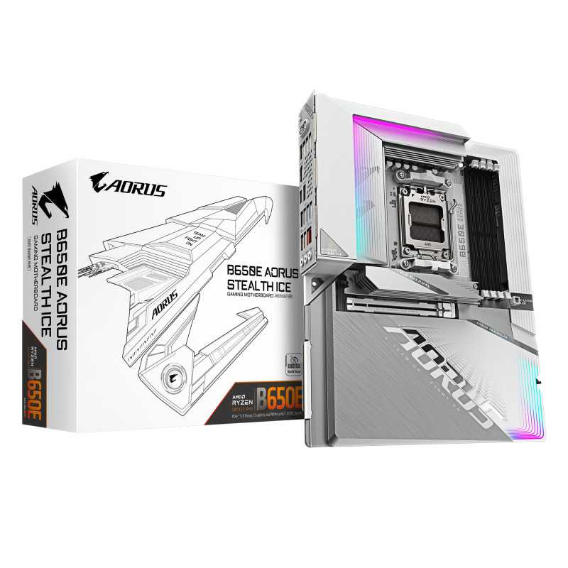 GIGABYTE B650E AORUS STEALTH ICE Scheda madre - AMD Ryzen serie 9000, VRM a 12+2+2 fasi, fino a 8000 MHz DDR5 (OC), 1xPCIe 5.0