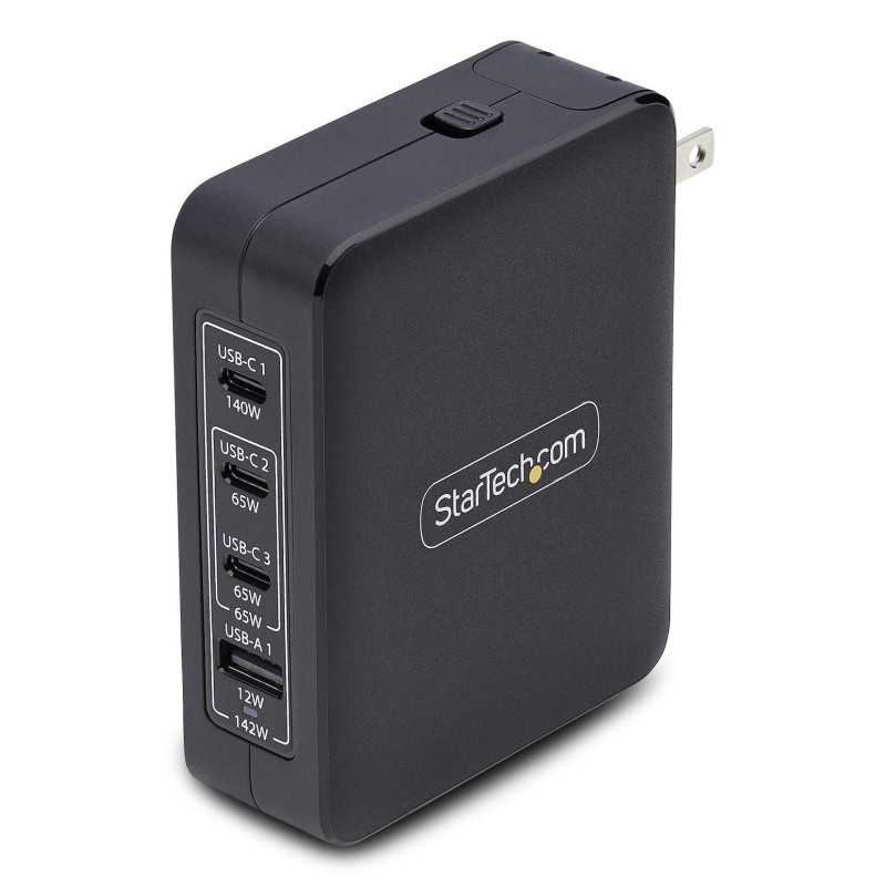 StarTech.com Caricatore USB-C da parete da 140W, 3x USB-C/1x USB-A, adattatore di alimentazione internazionale PD 3.1 GaN per