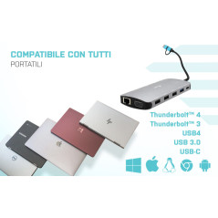 i-tec USB 3.0 USB-C Thunderbolt 3x Display Metal Nano Dock with LAN + Power Delivery 100 W