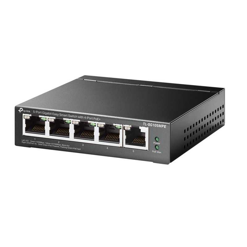 TP-Link TLSG105MPE switch di rete L2 Gigabit Ethernet (10/100/1000) Supporto Power over Ethernet (PoE) Nero TP-Link TLSG105MPE switch di rete L2 Gigabit Ethernet (10/100/1000) Supporto Power over Ethernet (PoE) Nero