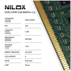 Nilox 2GB PC2-6400 memoria 1 x 2 GB DDR2 800 MHz NXD2800M1C6