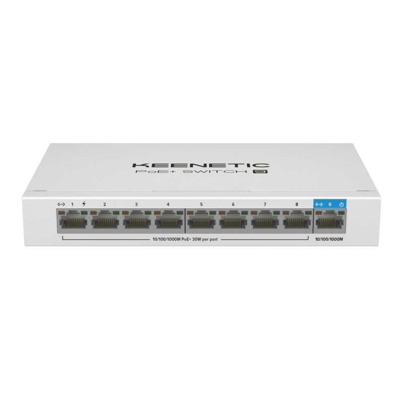 Keenetic PoE+ Switch 9 Switch 9 porte Gigabit con 8 porte PoE+ e 120W di potenza erogabile