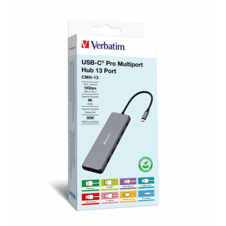 Verbatim CMH-13 USB tipo-C 10000 Mbit/s Argento 32153