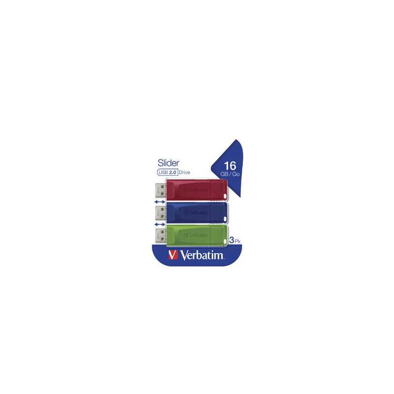 Verbatim Slider - Memoria USB - 3x16 GB, Blu, Rosso, Verde Verbatim Slider - Memoria USB - 3x16 GB, Blu, Rosso, Verde