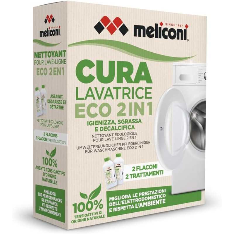 Meliconi Cura Lavatrice Liquido Eco 2-in-1, Igienizzante e Anticalcare Lavatrice