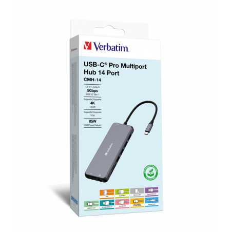 Verbatim CMH-14 USB tipo-C 5000 Mbit/s Argento 32154V