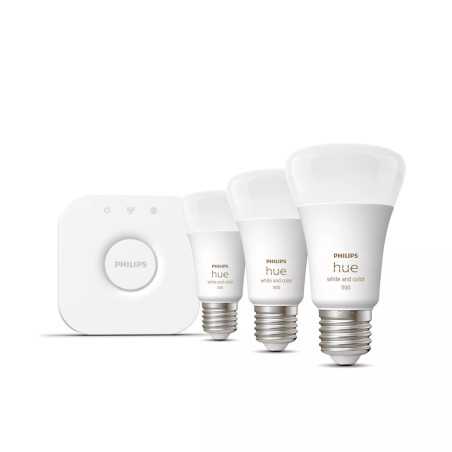 Philips Hue White and Color ambiance Starter Kit Bridge + 3 Lampadine Smart E27 75W