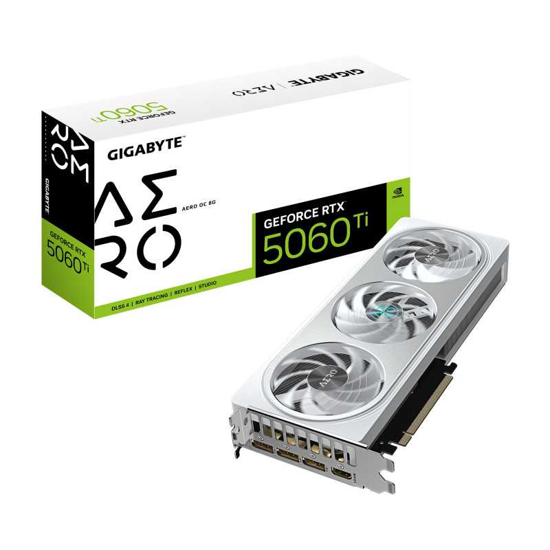 GIGABYTE GeForce RTX 5060 Ti AERO OC 8G Scheda Grafica – 8 GB GDDR7, 128 bit, PCI-E 5.0, 2647 MHz Frequenza del core, 3 x