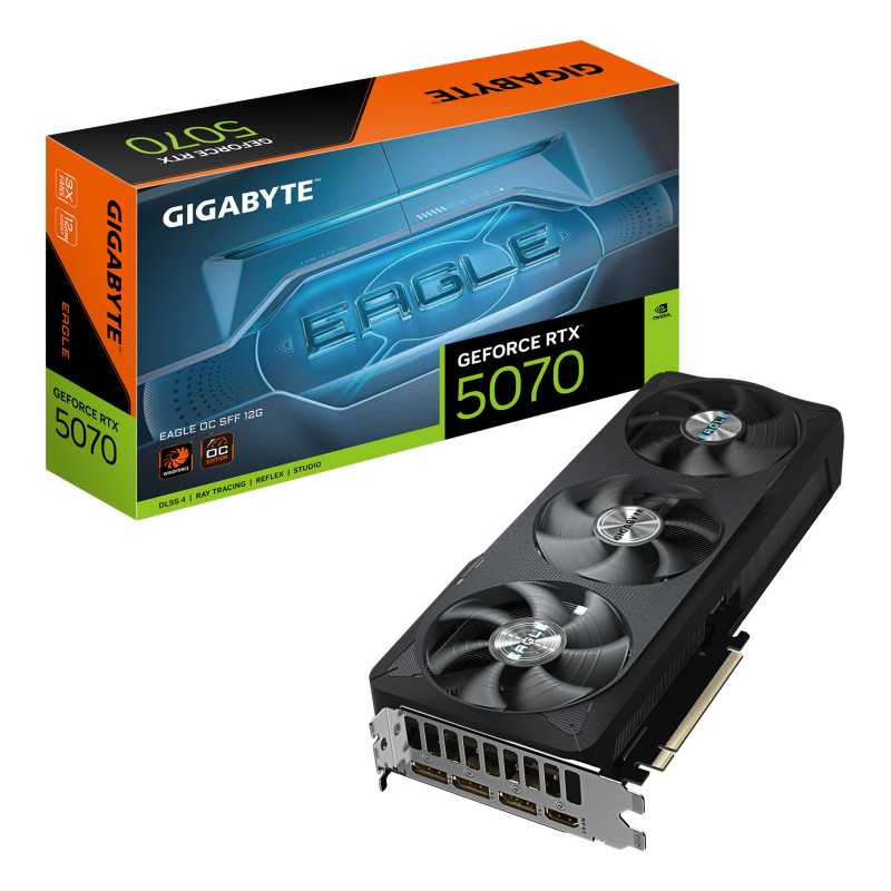 GIGABYTE GeForce RTX 5070 EAGLE OC SFF 12G Scheda Grafica - 12GB GDDR7, 192 bit, PCI-E 5.0, 2587 MHz Core Clock, 3 x DP 2.1a, 1