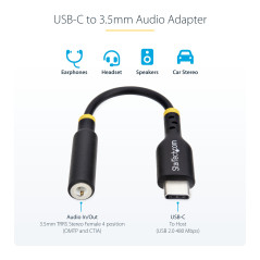 StarTech.com Adattatore Audio da USB-C a Jack 3,5 mm - Dongle USB Type-C a Jack TRRS per Cuffie e Auricolari, DAC Hi-Fi a 32