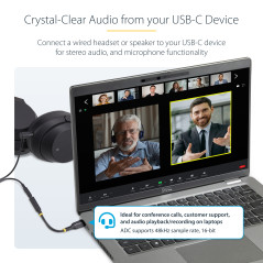 StarTech.com Adattatore Audio da USB-C a Jack 3,5 mm - Dongle USB Type-C a Jack TRRS per Cuffie e Auricolari, DAC Hi-Fi a 32