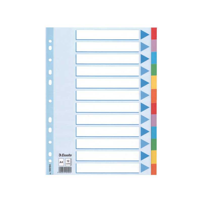 Esselte Multi-coloured Cardboard Dividers divisore 10 pz